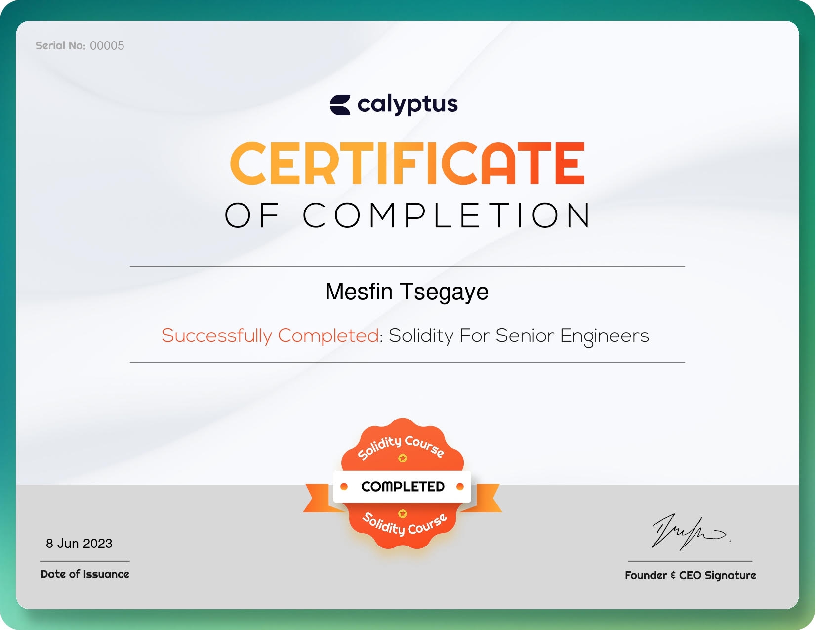 Certificate of Completion Badge
