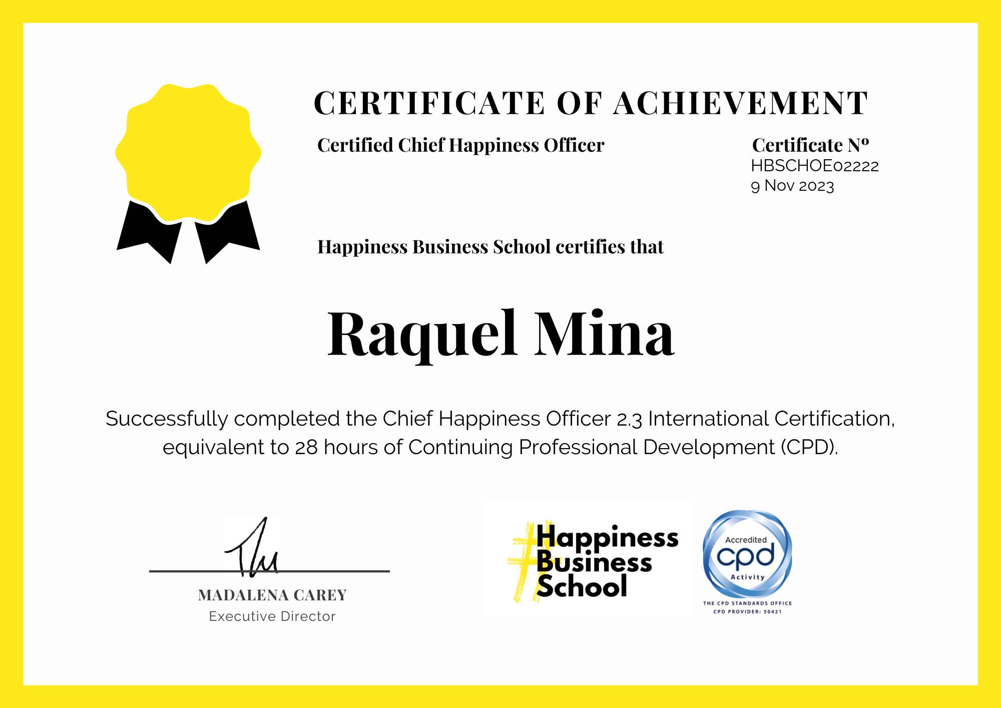 Chief Happiness Officer 2.3 Badge