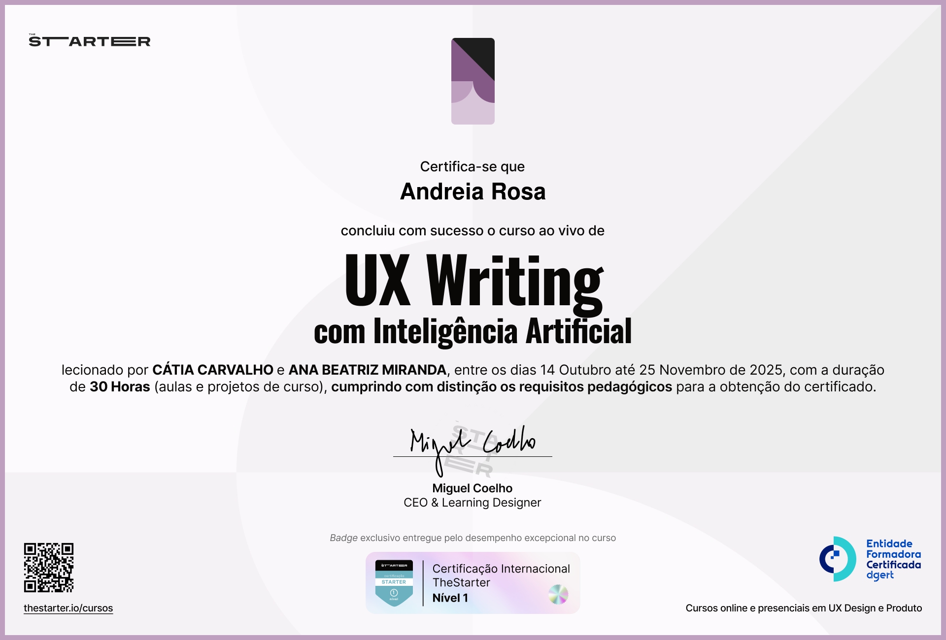 Certificado de Conclusão de Curso Badge