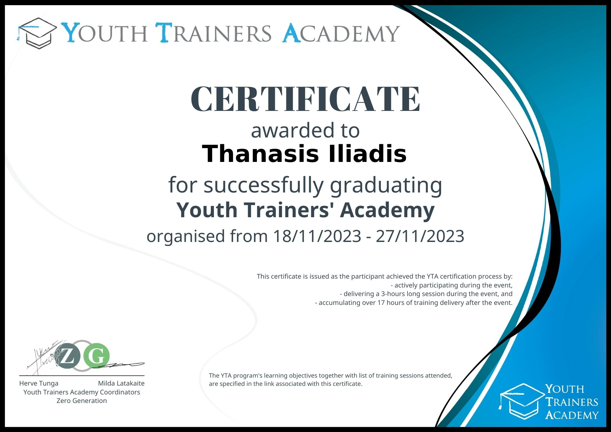 YTA 2023 Certificate Badge