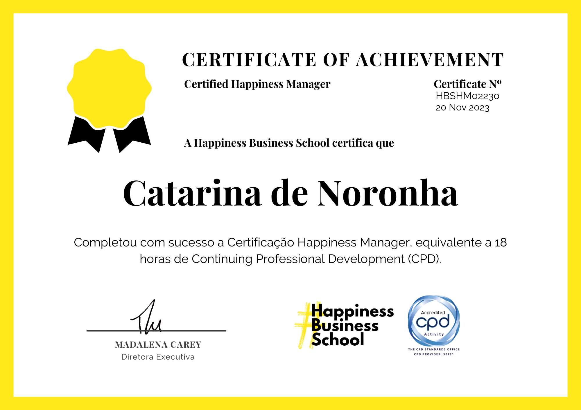Certificação Happiness Manager  Badge