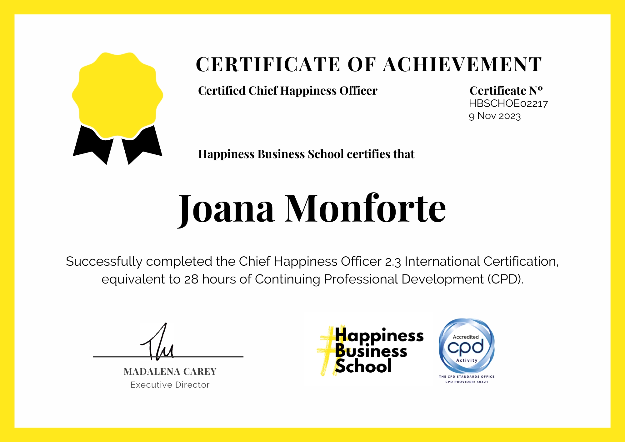 Chief Happiness Officer 2.3 Badge