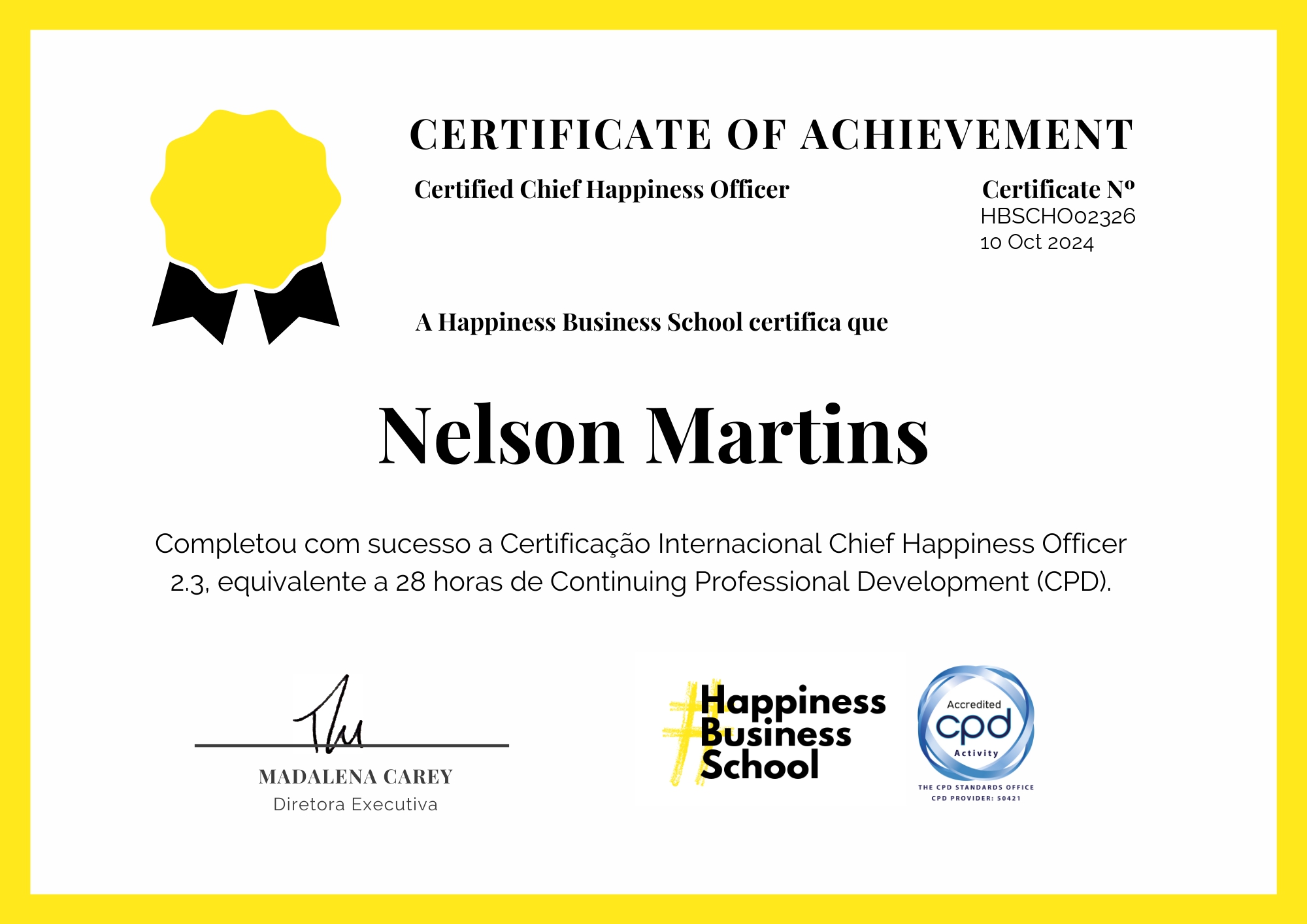 Certificação Chief Happiness Officer 2.3 Badge